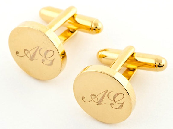 Personalised Gold Engraved Round Cufflinks